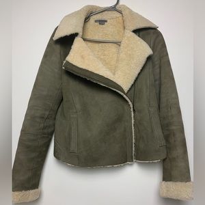Vince Shearling Wool Cropped Moto Style Coat, size small